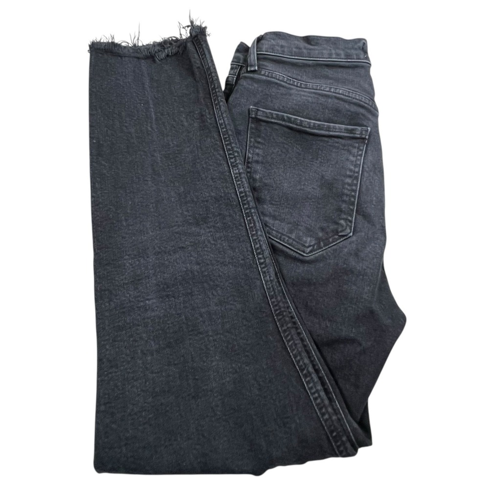 Agolde Womens 27 Faded Black Riley‎ Slim Leg Distressed Hem High Rise Jeans
